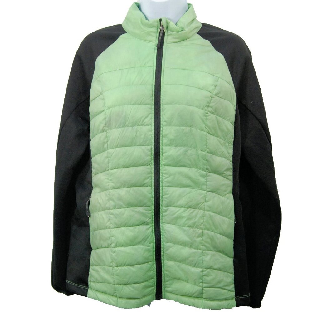 32 Degrees Weatherproof Women's Down Puffer Jacket, Green / Black, L EUC